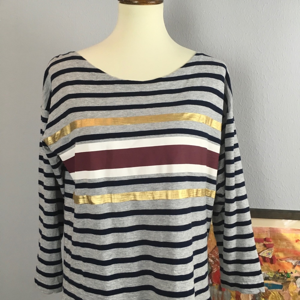 J Crew 3/4 sleeve striped tee